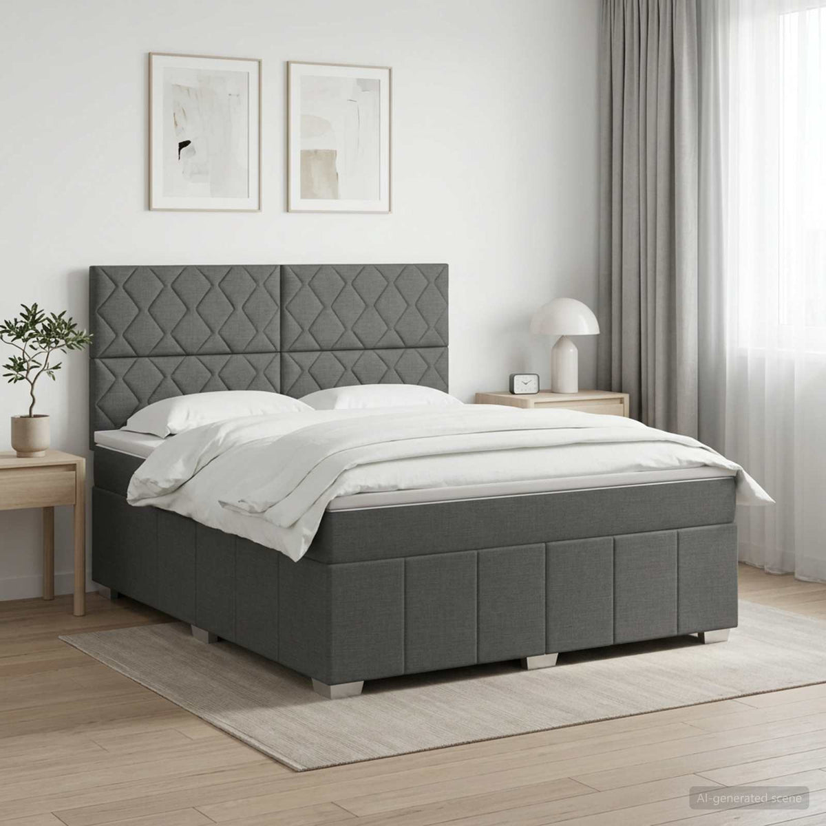 Boxspringbed met matras Donkergrijs 180 x 200 cm Stof is nu te koop bij PeponiXL, paradijselijk wonen!