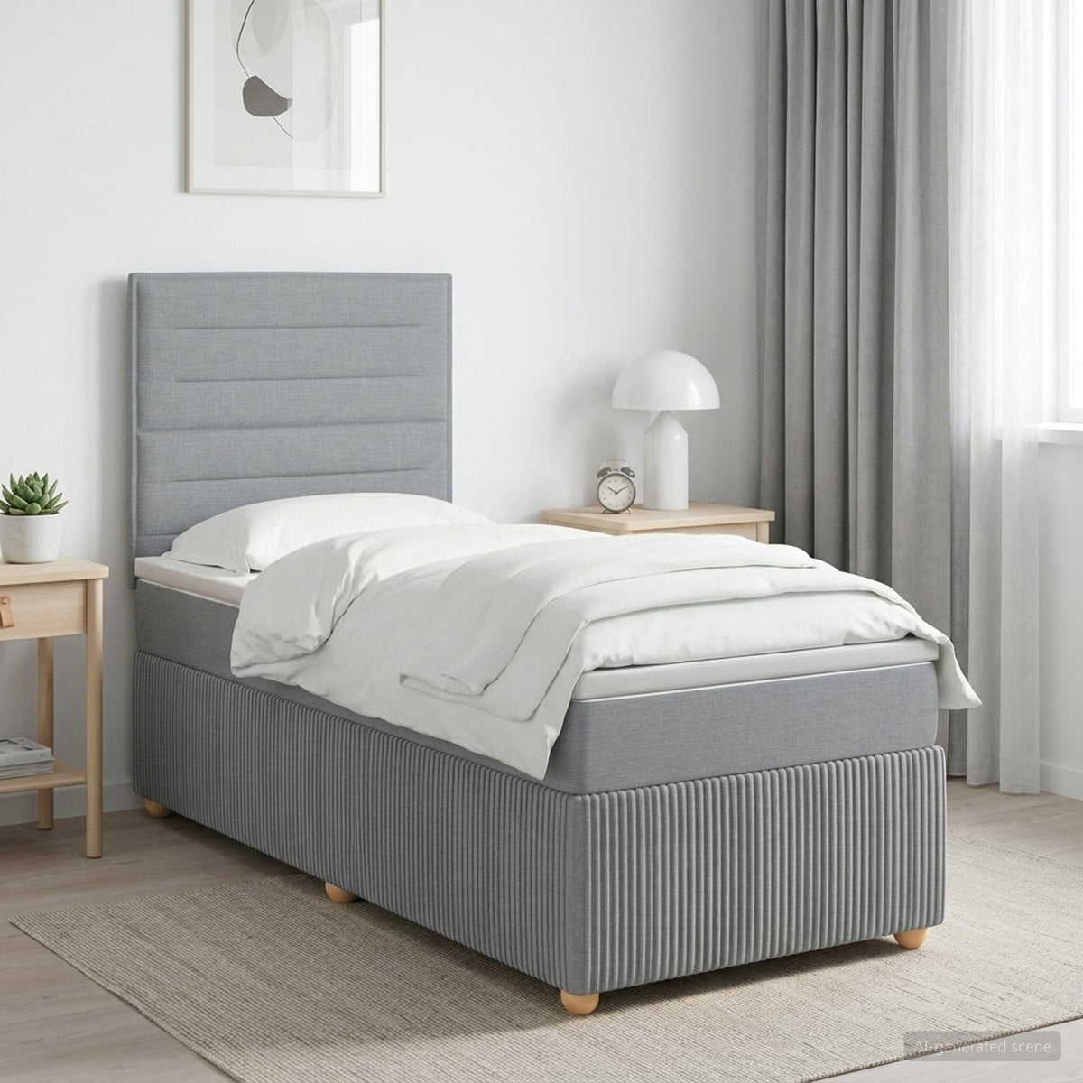 Boxspringbed met matras met hoofdeinde Lichtgrijs Enkel Stof is nu te koop bij PeponiXL, paradijselijk wonen!