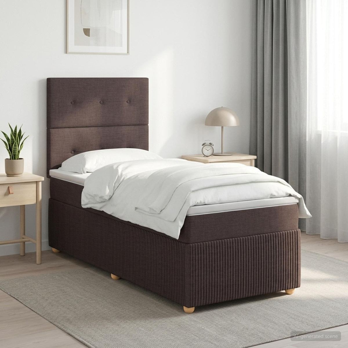 vidaXL Boxspringbed met matras Donkerbruin 90 x 190 cm Stof