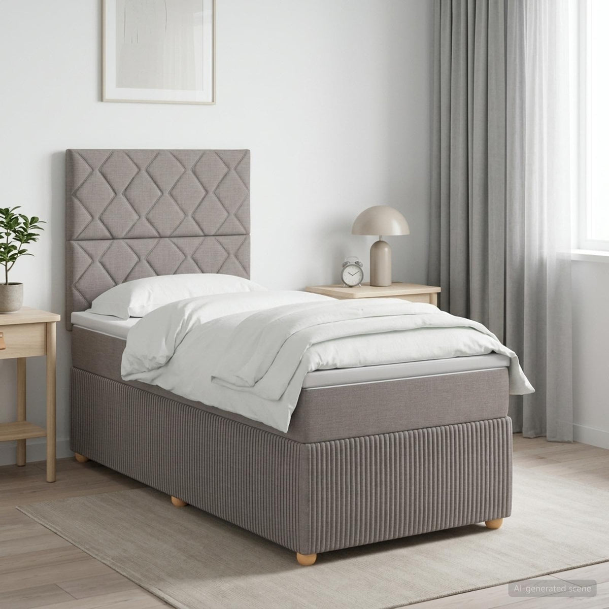 Boxspringbed met matras met hoofdeinde Taupe 80 x 200 cm Stof is nu te koop bij PeponiXL, paradijselijk wonen!