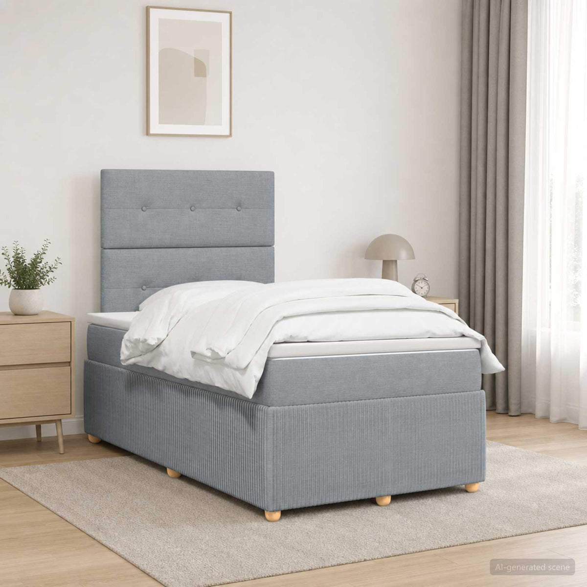 Boxspringbed met matras Lichtgrijs 120 x 190 cm Stof is nu te koop bij PeponiXL, paradijselijk wonen!