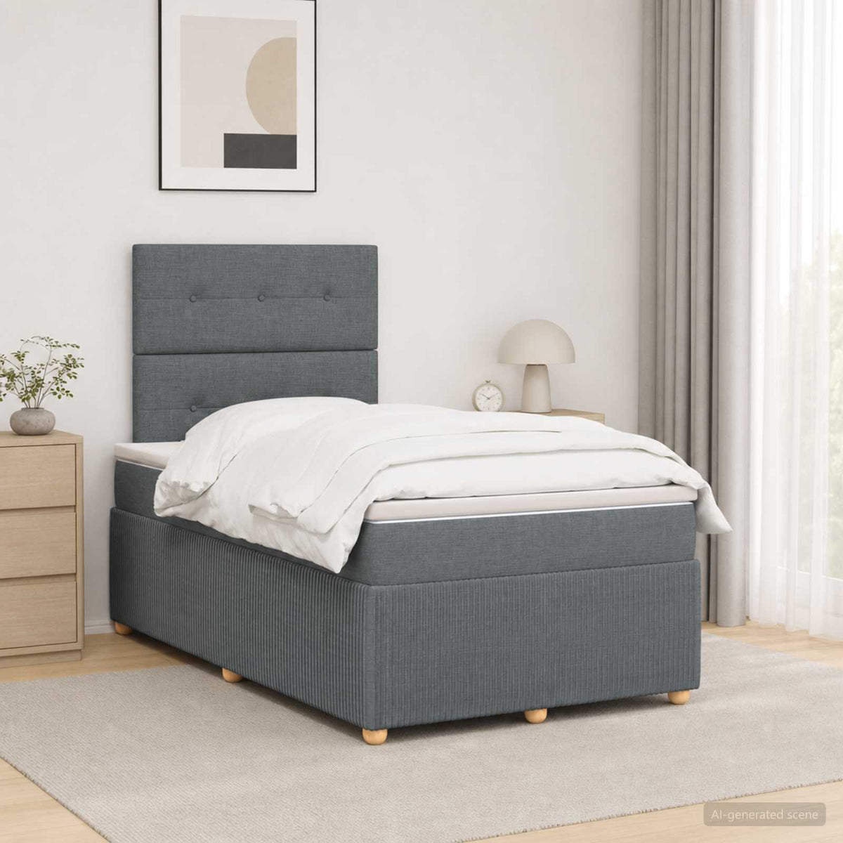 Boxspringbed met matras Donkergrijs 120 x 190 cm Stof is nu te koop bij PeponiXL, paradijselijk wonen!