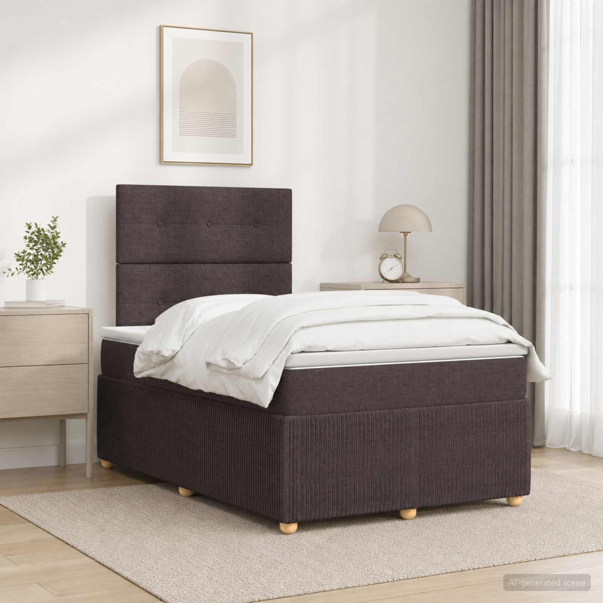 Boxspringbed met matras Donkerbruin 120 x 200 cm Stof is nu te koop bij PeponiXL, paradijselijk wonen!