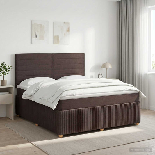 Boxspringbed met matras Donkerbruin 180 x 200 cm Stof is nu te koop bij PeponiXL, paradijselijk wonen!