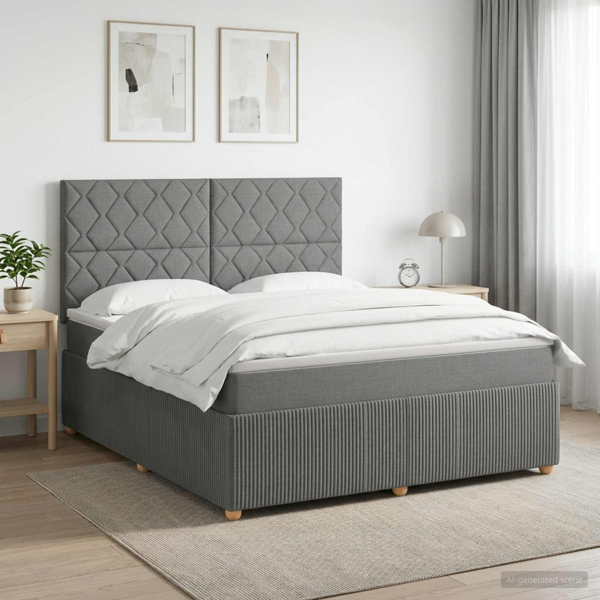 Boxspringbed met matras Donkergrijs 140 x 200 cm Stof is nu te koop bij PeponiXL, paradijselijk wonen!