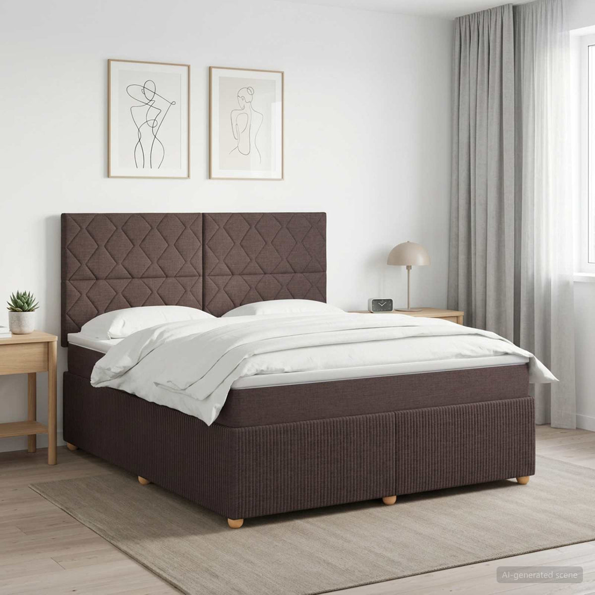vidaXL Boxspringbed met matras Donkerbruin 160 x 200 cm Stof