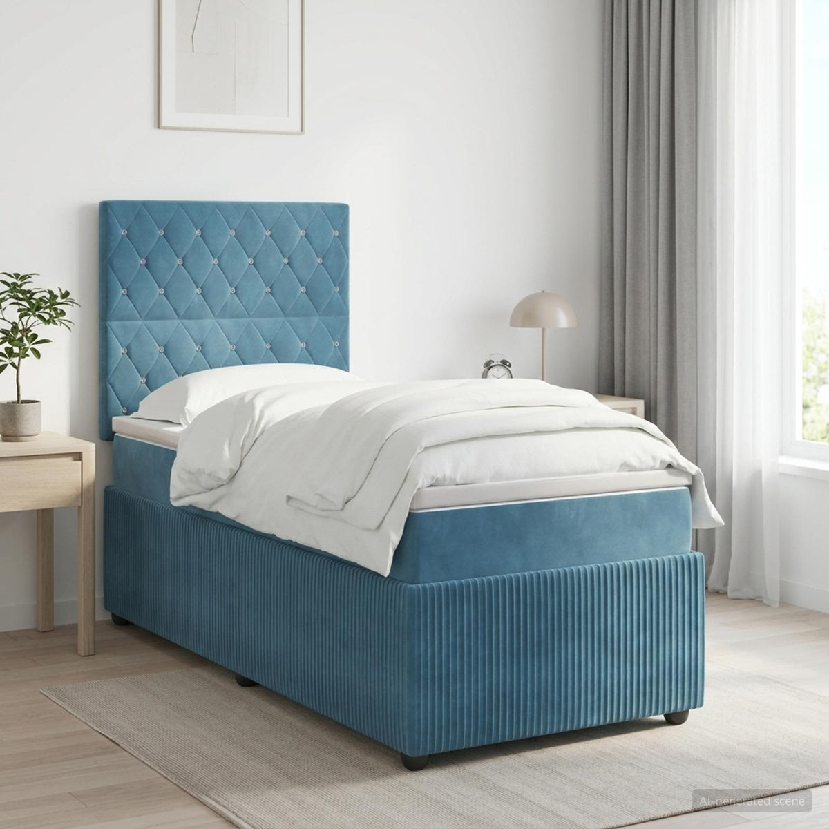 vidaXL Boxspringbed met matras Blauw 100 x 200 cm Fluweel