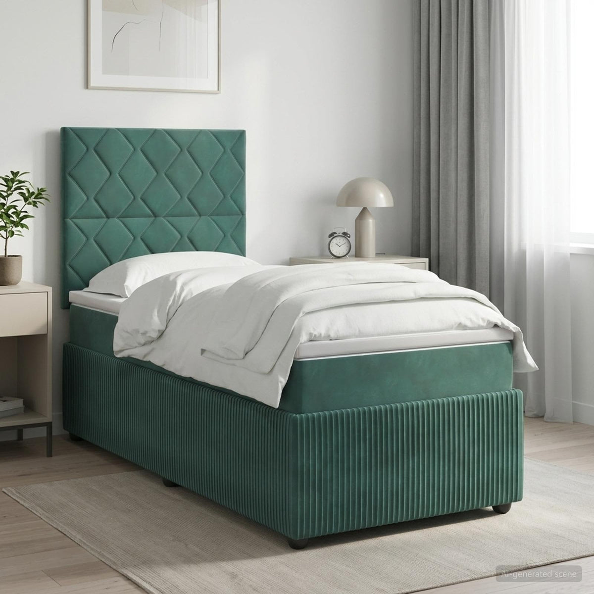 Boxspringbed met matras Donkergroen 90 x 190 cm Fluweel is nu te koop bij PeponiXL, paradijselijk wonen!