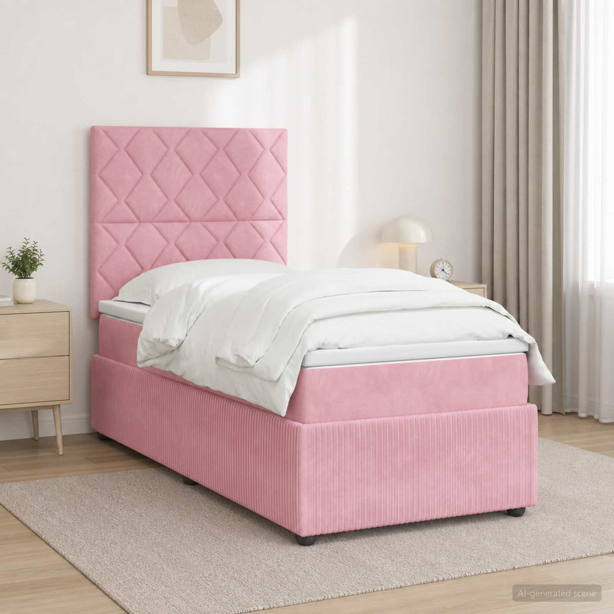 Boxspringbed met matras Roze 100 x 200 cm Fluweel is nu te koop bij PeponiXL, paradijselijk wonen!