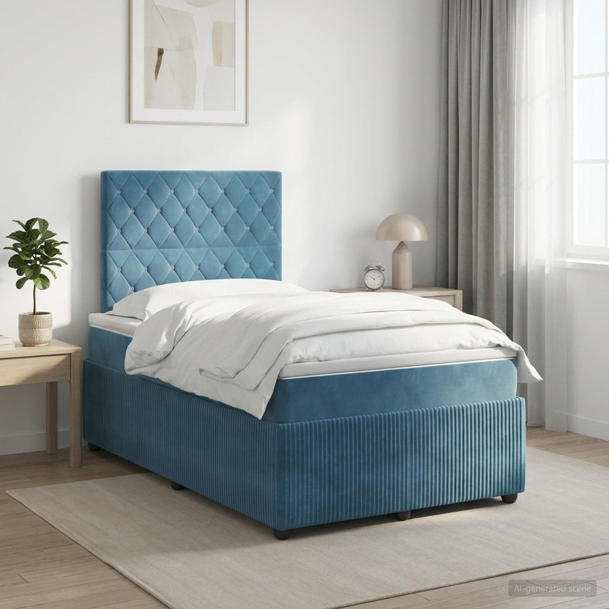 vidaXL Boxspringbed met matras Blauw 120 x 200 cm Fluweel