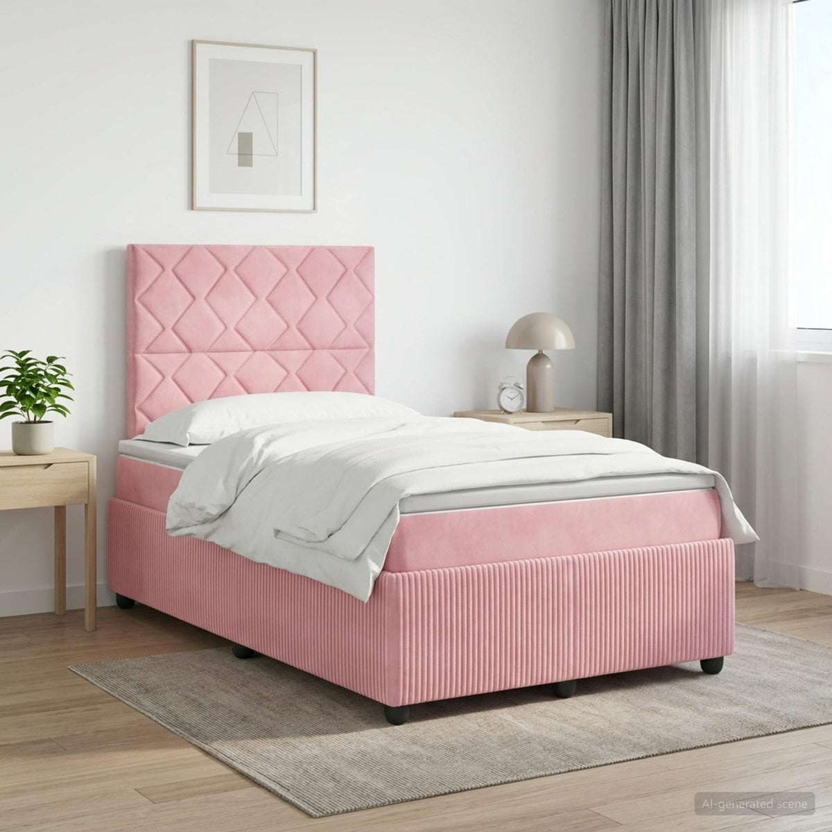 Boxspringbed met matras Roze 120 x 200 cm Fluweel is nu te koop bij PeponiXL, paradijselijk wonen!