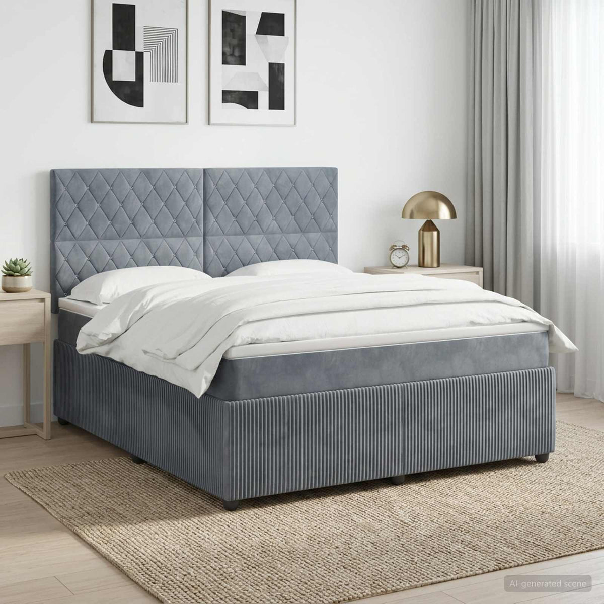 Boxspringbed met matras Donkergrijs 180 x 200 cm Fluweel is nu te koop bij PeponiXL, paradijselijk wonen!