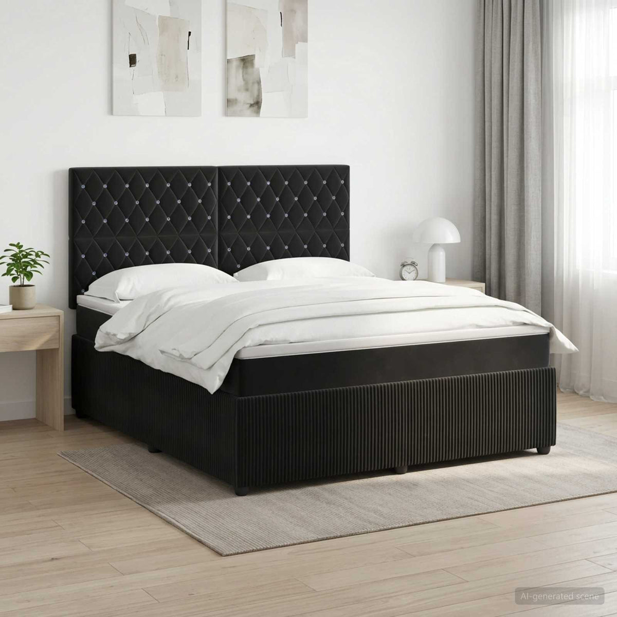 Boxspringbed met matras Zwart 160 x 200 cm Fluweel is nu te koop bij PeponiXL, paradijselijk wonen!
