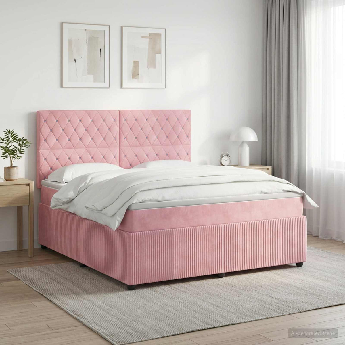 Boxspringbed met matras Roze 160 x 200 cm Fluweel is nu te koop bij PeponiXL, paradijselijk wonen!