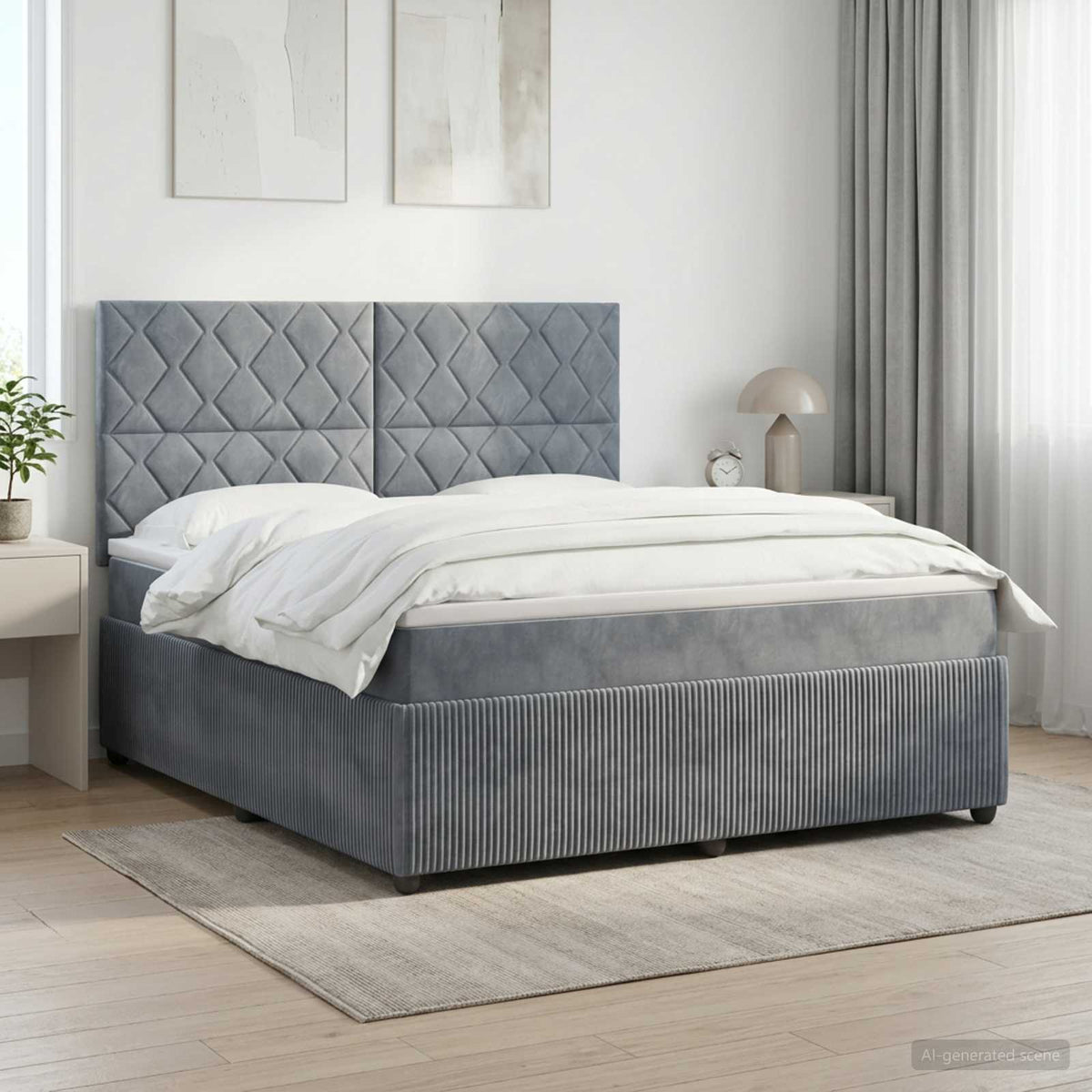 Boxspringbed met matras Donkergrijs 140 x 200 cm Fluweel is nu te koop bij PeponiXL, paradijselijk wonen!