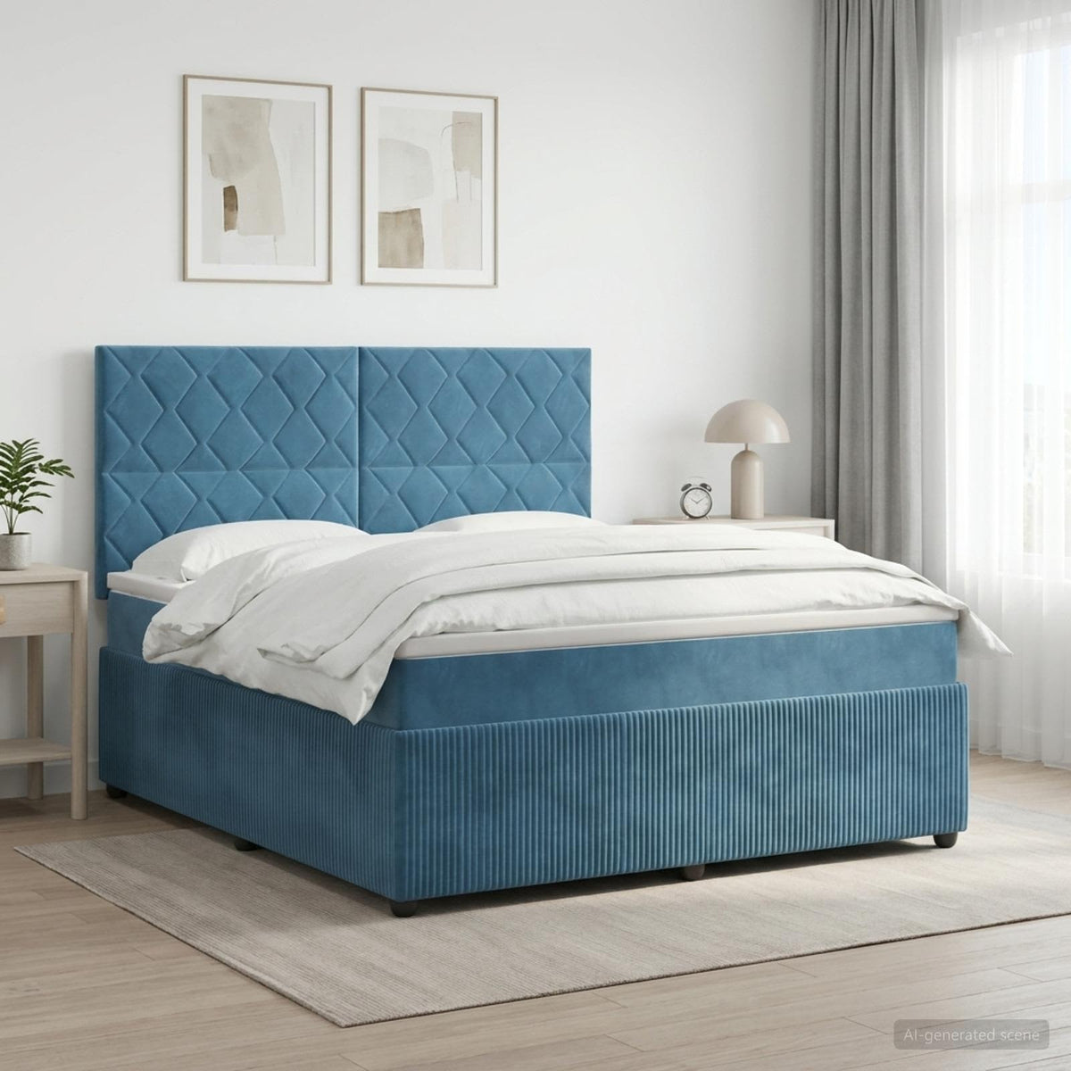 Boxspringbed met matras Blauw 160 x 200 cm Fluweel is nu te koop bij PeponiXL, paradijselijk wonen!