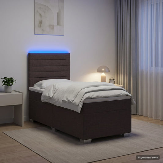 Boxspringbed met matras Donkerbruin 80 x 200 cm Stof is nu te koop bij PeponiXL, paradijselijk wonen!