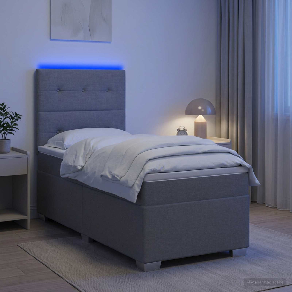 Boxspringbed met matras Lichtgrijs 100 x 200 cm Stof is nu te koop bij PeponiXL, paradijselijk wonen!