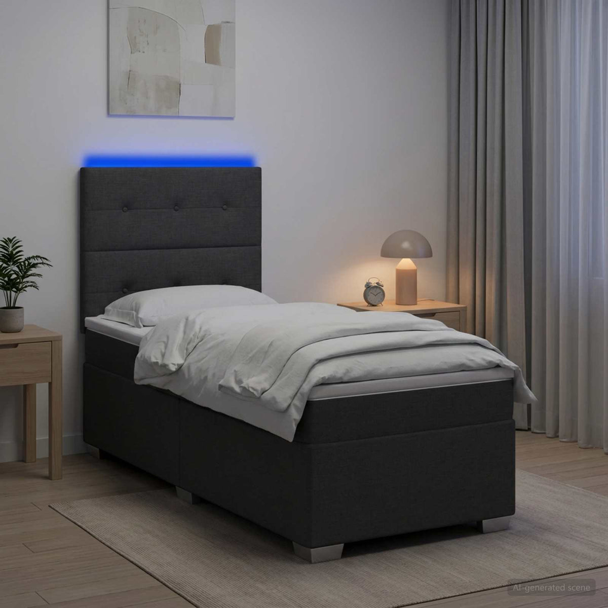 Boxspringbed met matras Donkergrijs 100 x 200 cm Stof is nu te koop bij PeponiXL, paradijselijk wonen!