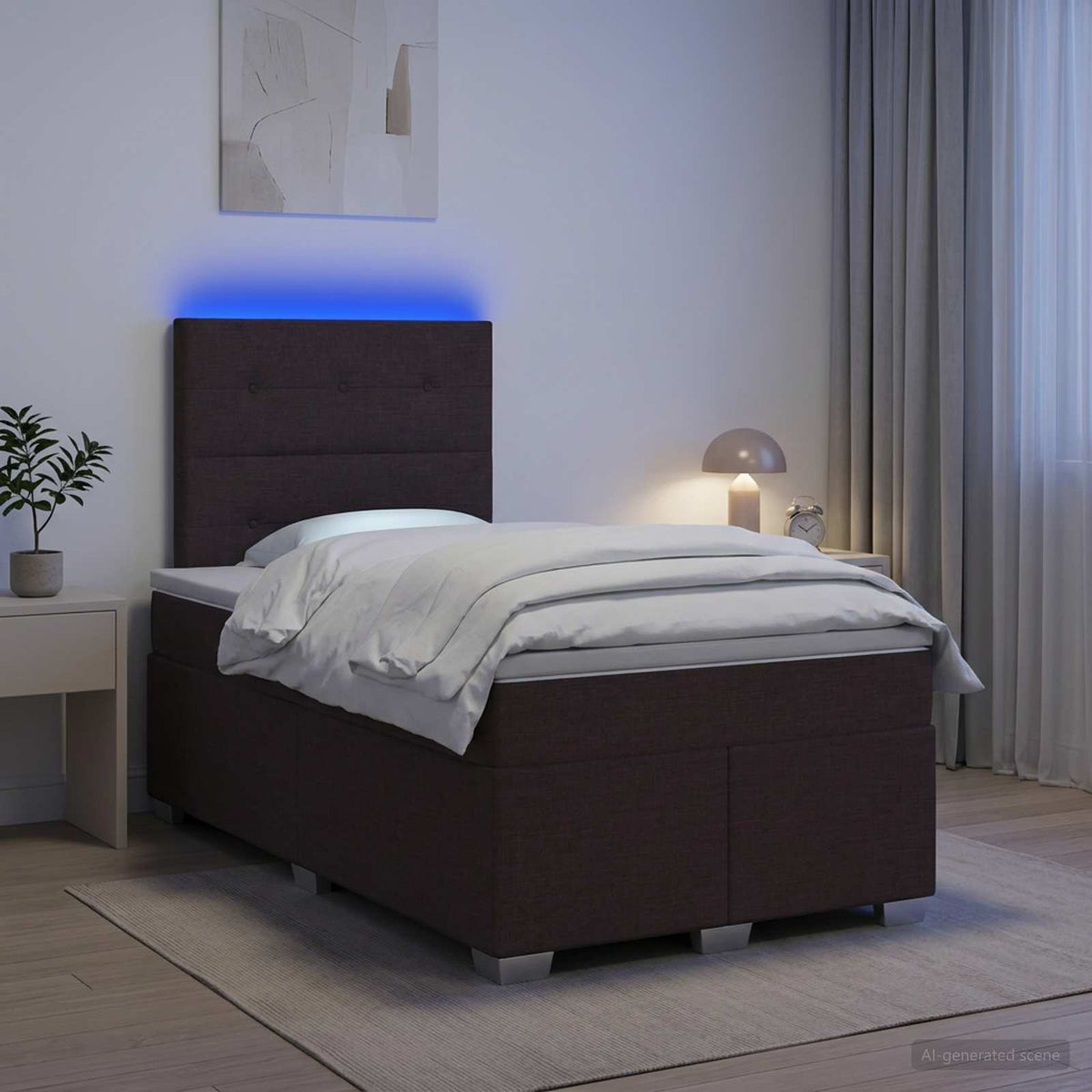 Boxspringbed met matras Donkerbruin 120 x 190 cm Stof is nu te koop bij PeponiXL, paradijselijk wonen!