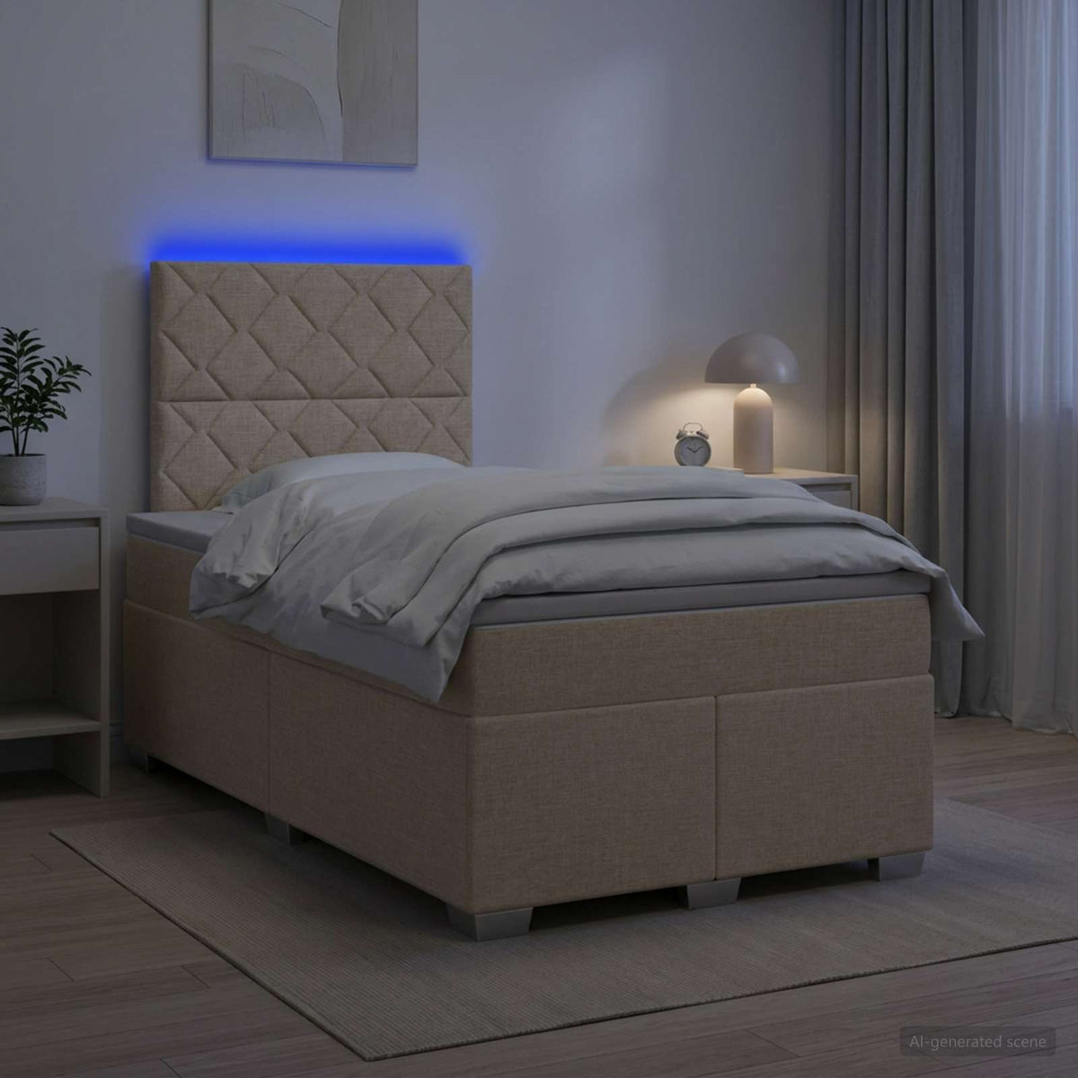 Boxspringbed met matras Crèmekleurig 120 x 190 cm Stof is nu te koop bij PeponiXL, paradijselijk wonen!