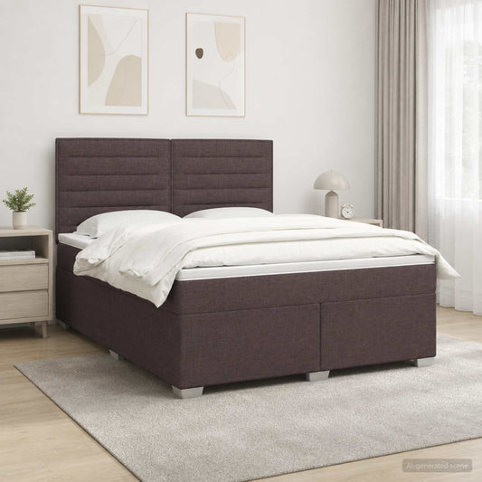 Boxspringbed met matras Donkerbruin 160 x 200 cm Stof is nu te koop bij PeponiXL, paradijselijk wonen!
