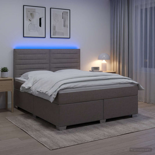 Boxspringbed met matras met hoofdeinde Taupe 160 x 200 cm Stof is nu te koop bij PeponiXL, paradijselijk wonen!