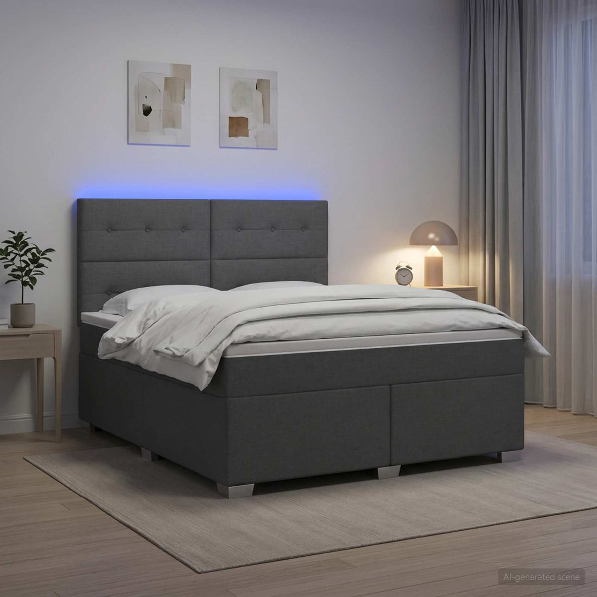 vidaXL Boxspringbed met matras Donkergrijs 180 x 200 cm Stof