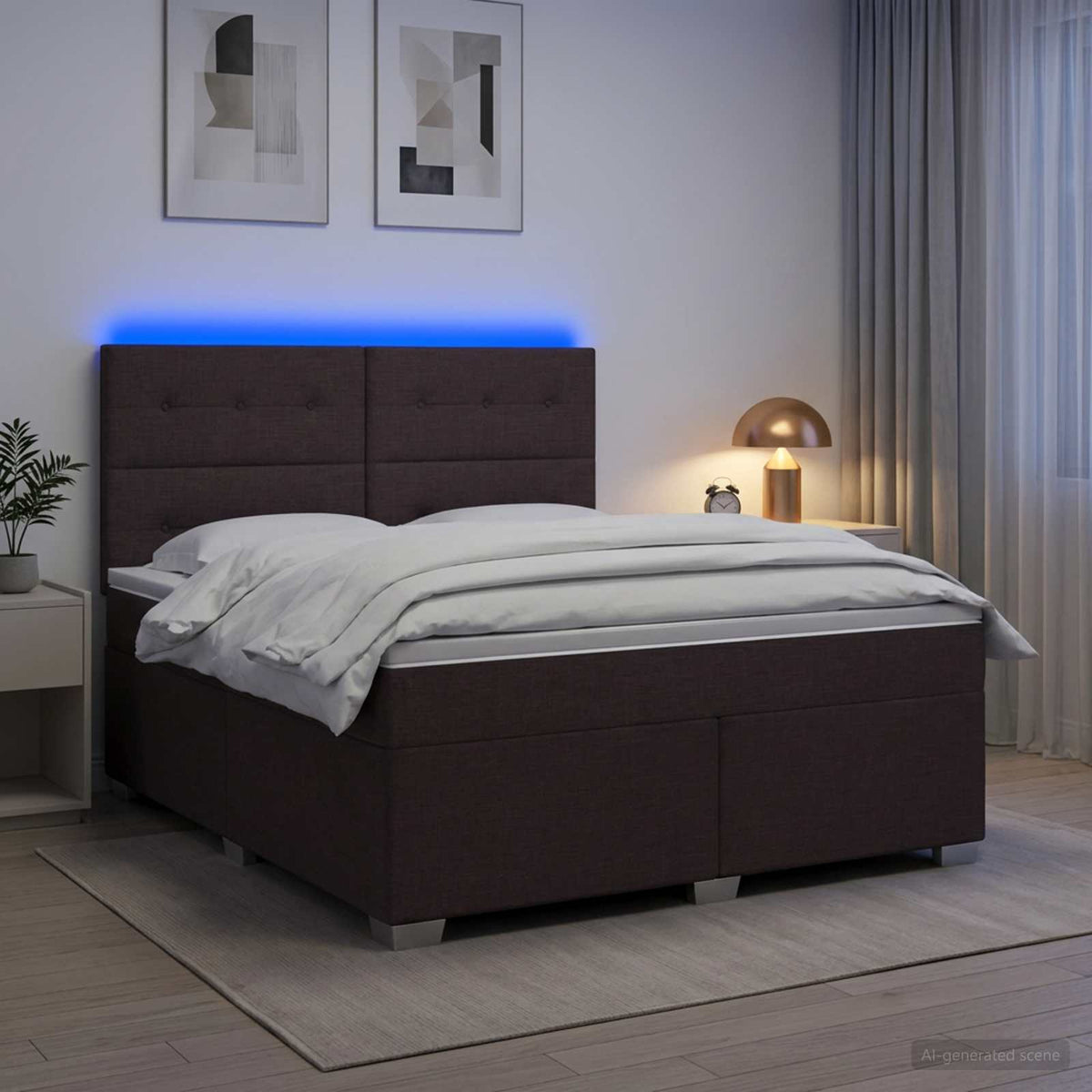 vidaXL Boxspringbed met matras Donkerbruin 180 x 200 cm Stof