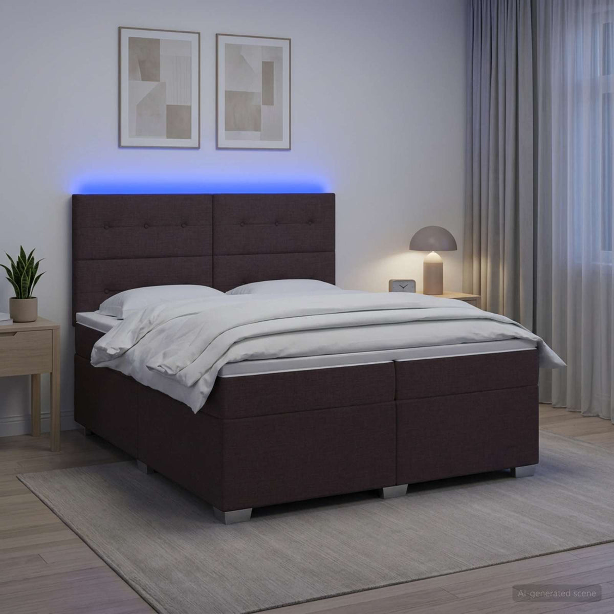 vidaXL Boxspringbed met matras Donkerbruin 200 x 200 cm Stof