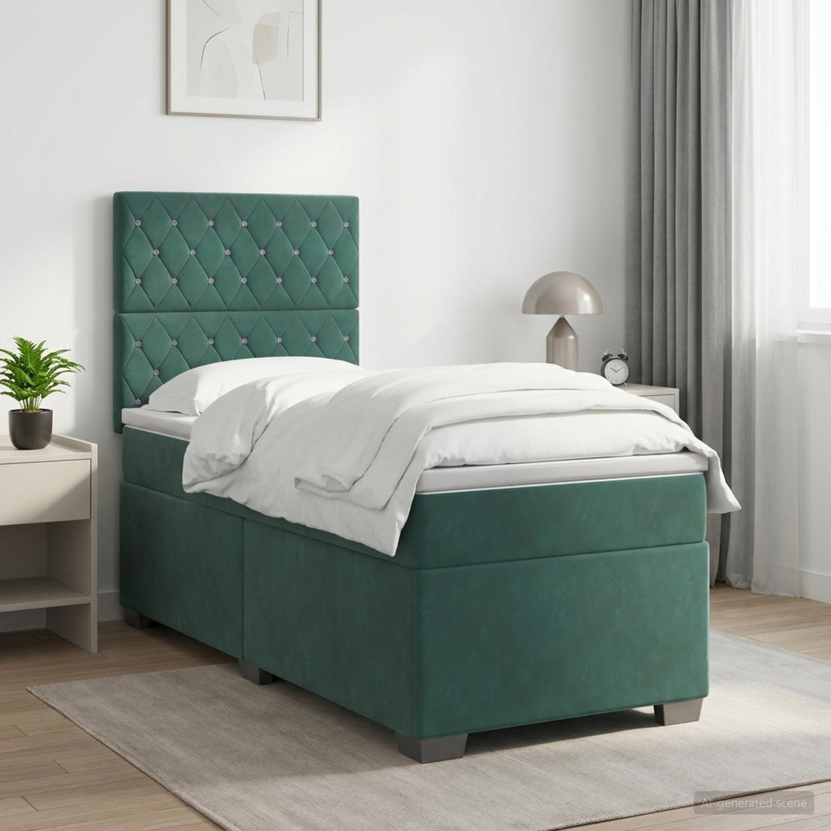 Boxspringbed met matras Donkergroen 80 x 200 cm Fluweel is nu te koop bij PeponiXL, paradijselijk wonen!