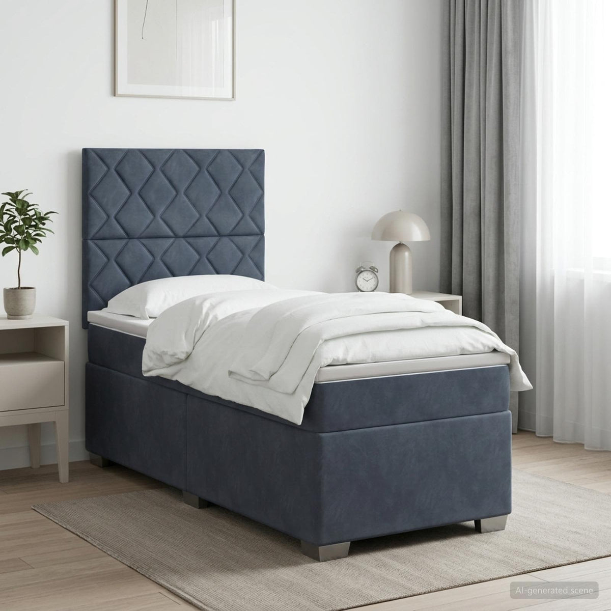 Boxspringbed met matras Donkergrijs 90 x 200 cm Fluweel is nu te koop bij PeponiXL, paradijselijk wonen!