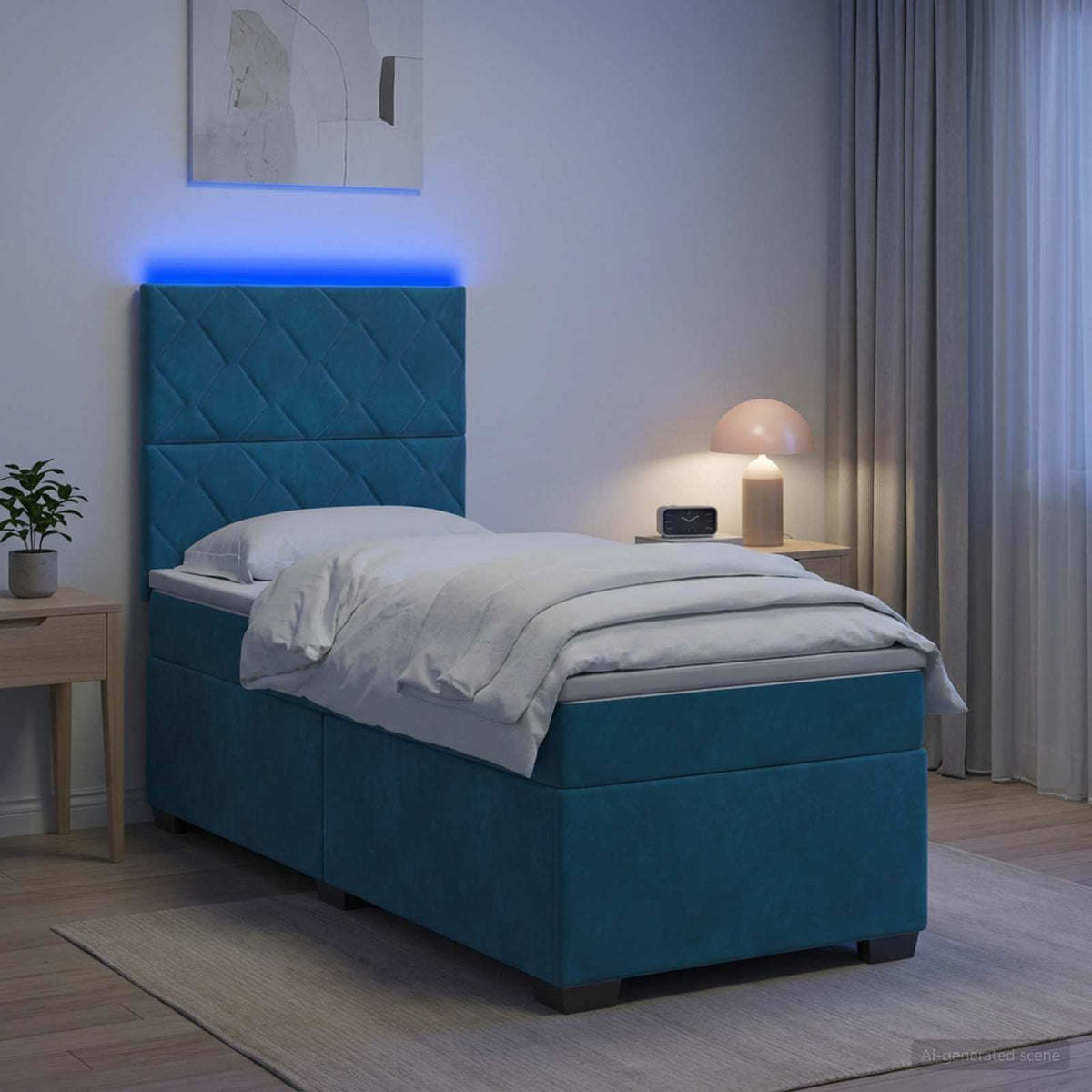 vidaXL Boxspringbed met matras Blauw 80 x 200 cm Fluweel
