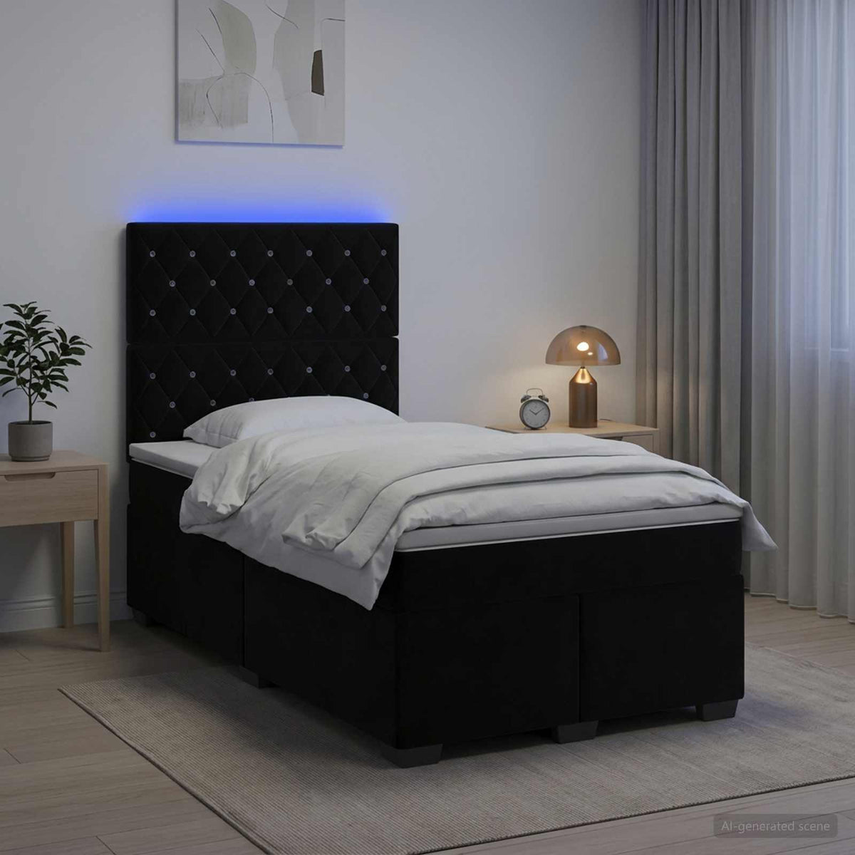 Boxspringbed met matras Zwart 120 x 190 cm Fluweel is nu te koop bij PeponiXL, paradijselijk wonen!