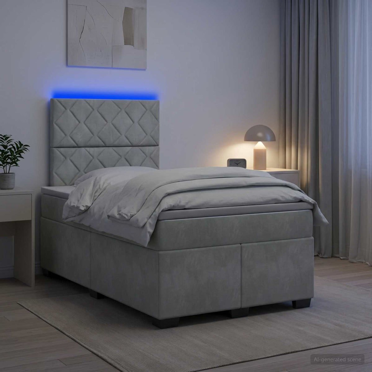 Boxspringbed met matras Lichtgrijs 120 x 200 cm Fluweel is nu te koop bij PeponiXL, paradijselijk wonen!