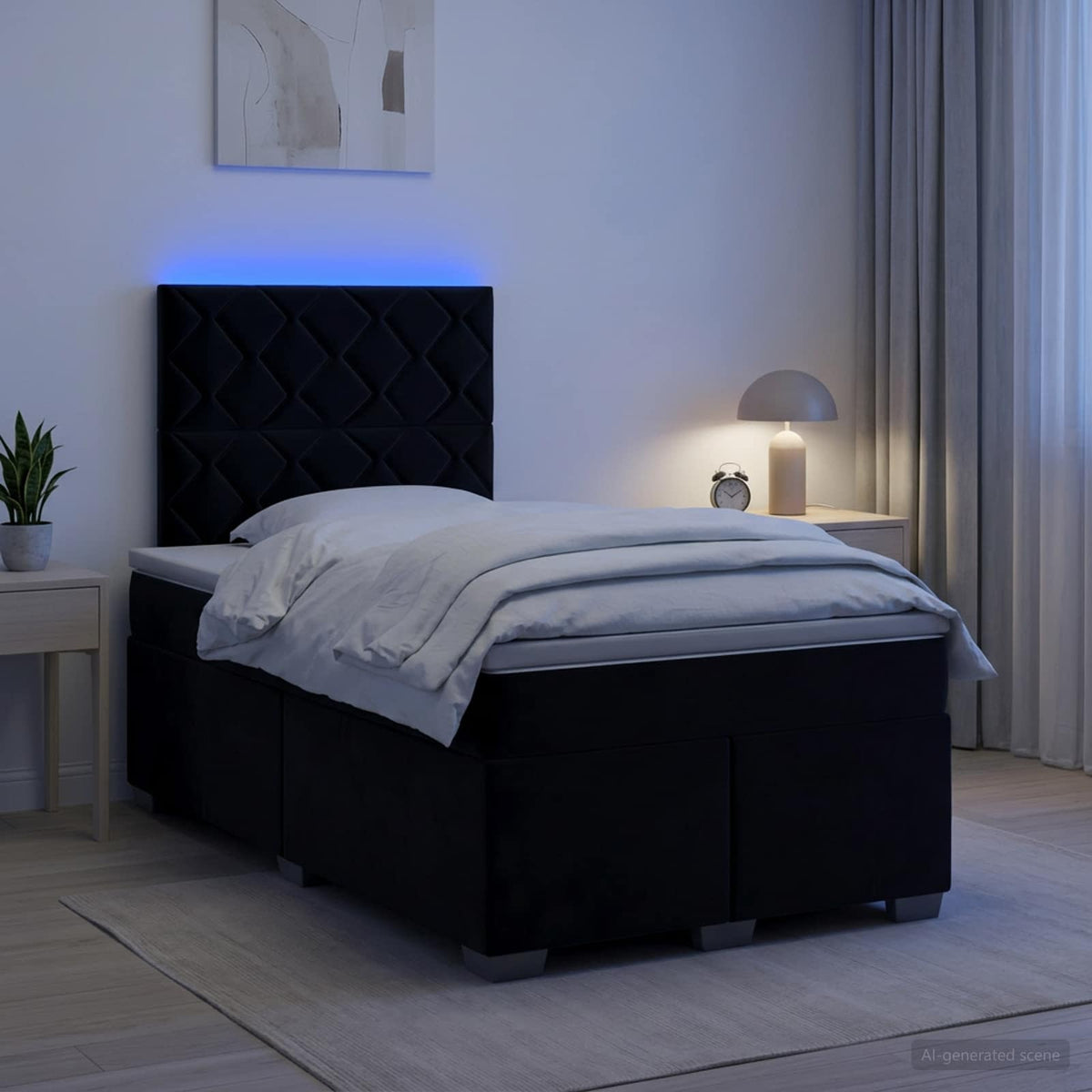 Boxspringbed met matras Zwart 120 x 190 cm Fluweel is nu te koop bij PeponiXL, paradijselijk wonen!