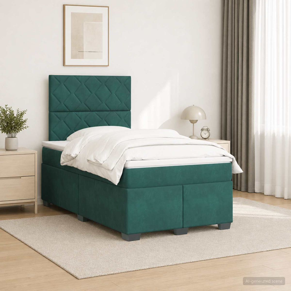 Boxspringbed met matras Donkergroen 120 x 200 cm Fluweel is nu te koop bij PeponiXL, paradijselijk wonen!