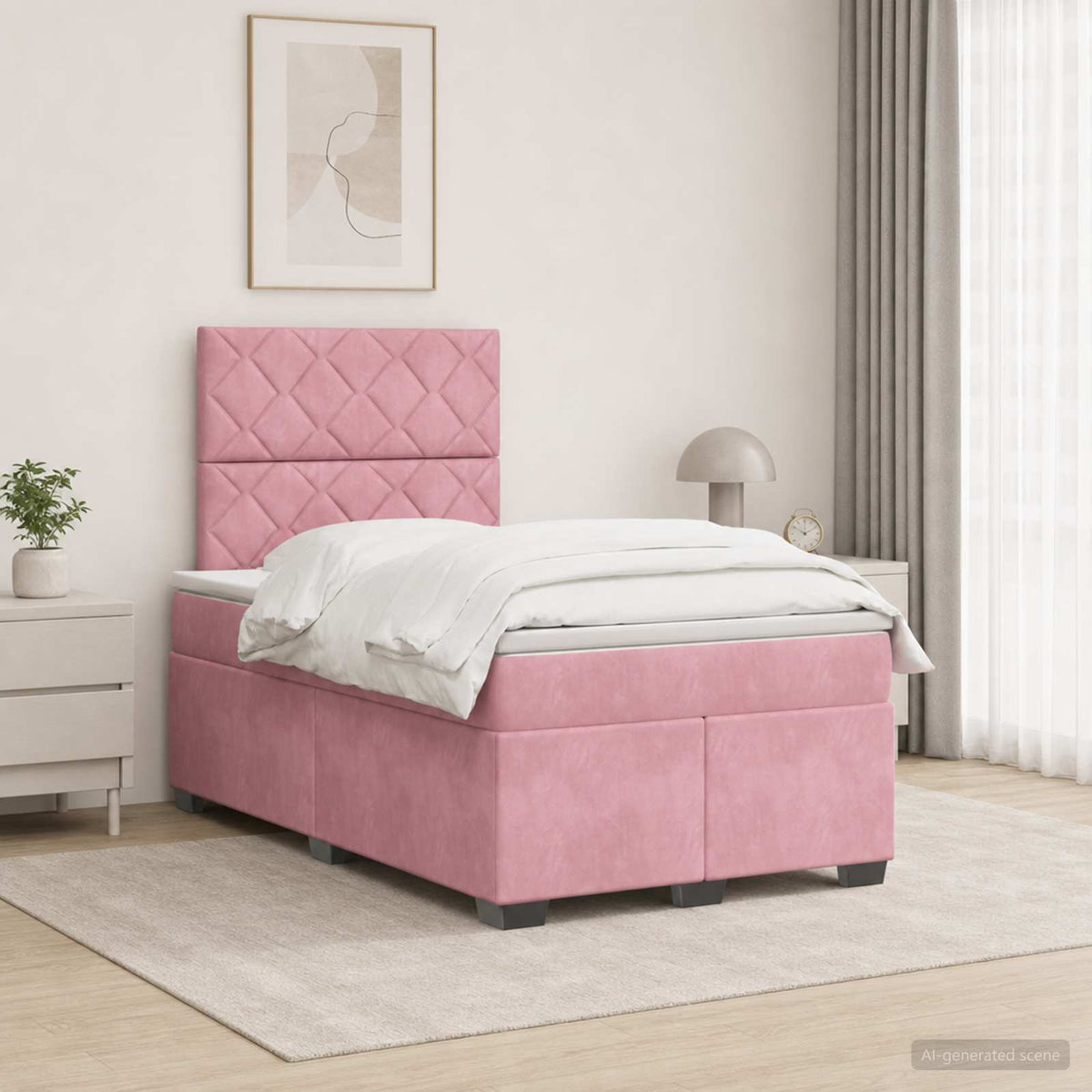 vidaXL Boxspringbed met matras Roze 120 x 190 cm Fluweel