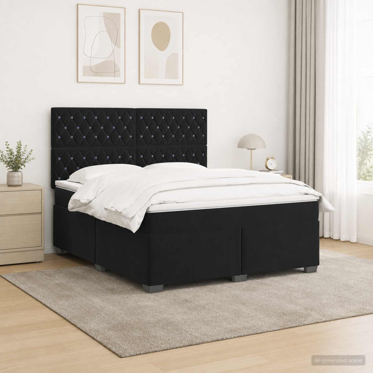 Boxspringbed met matras Zwart 180 x 200 cm Fluweel is nu te koop bij PeponiXL, paradijselijk wonen!