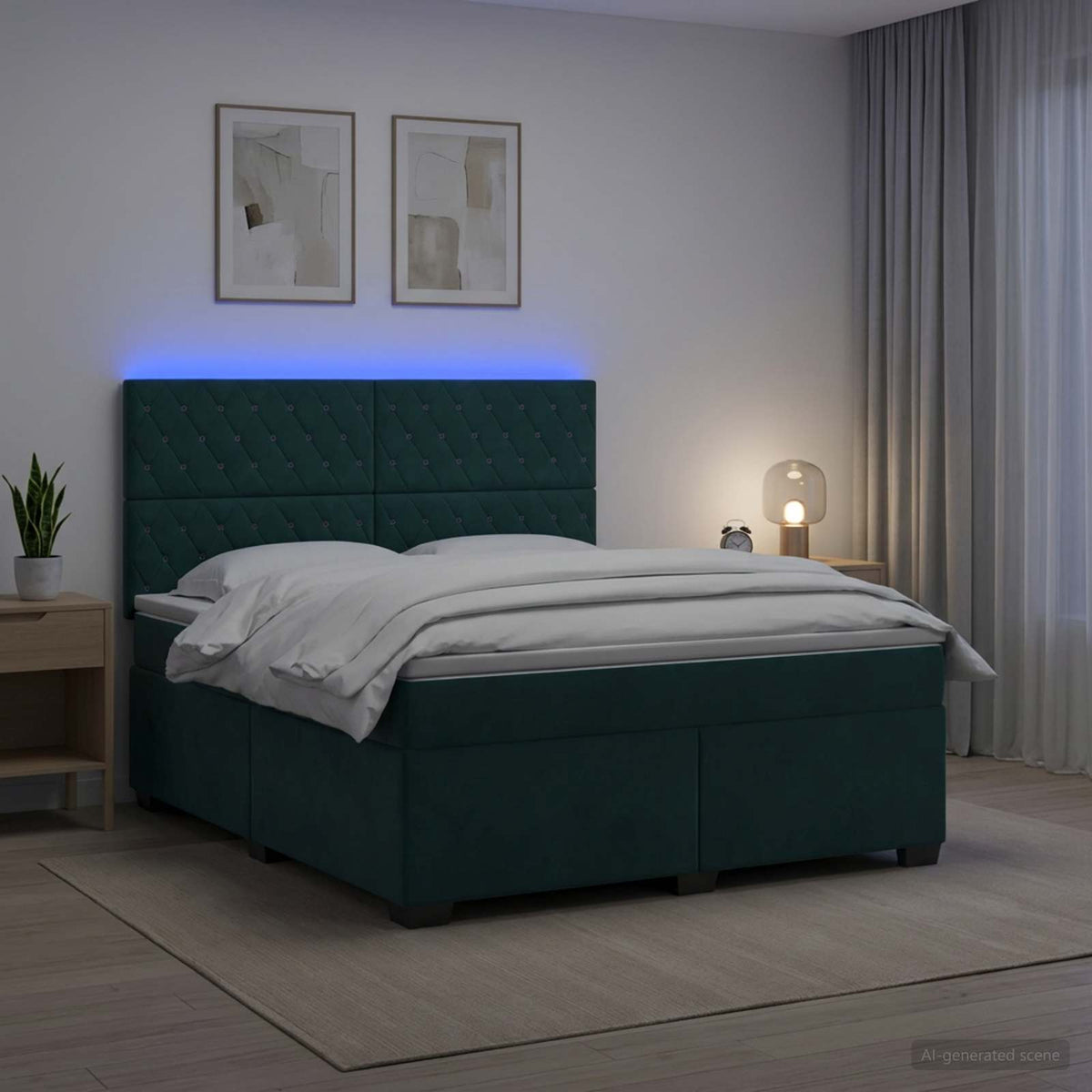 Boxspringbed met matras Donkergroen 160 x 200 cm Fluweel is nu te koop bij PeponiXL, paradijselijk wonen!