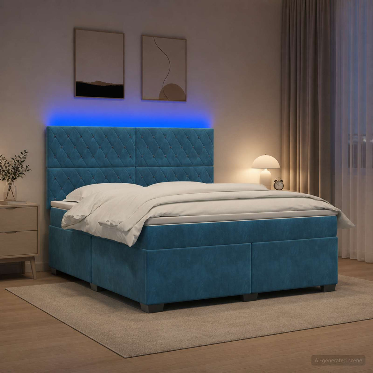 Boxspringbed met matras Blauw 160 x 200 cm Fluweel is nu te koop bij PeponiXL, paradijselijk wonen!
