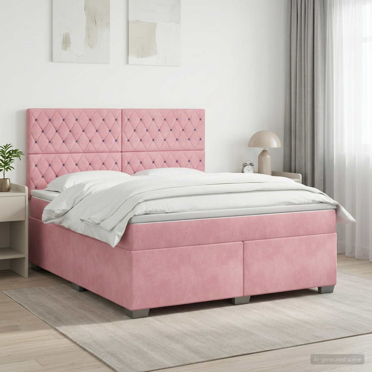Boxspringbed met matras Roze 160 x 200 cm Fluweel is nu te koop bij PeponiXL, paradijselijk wonen!