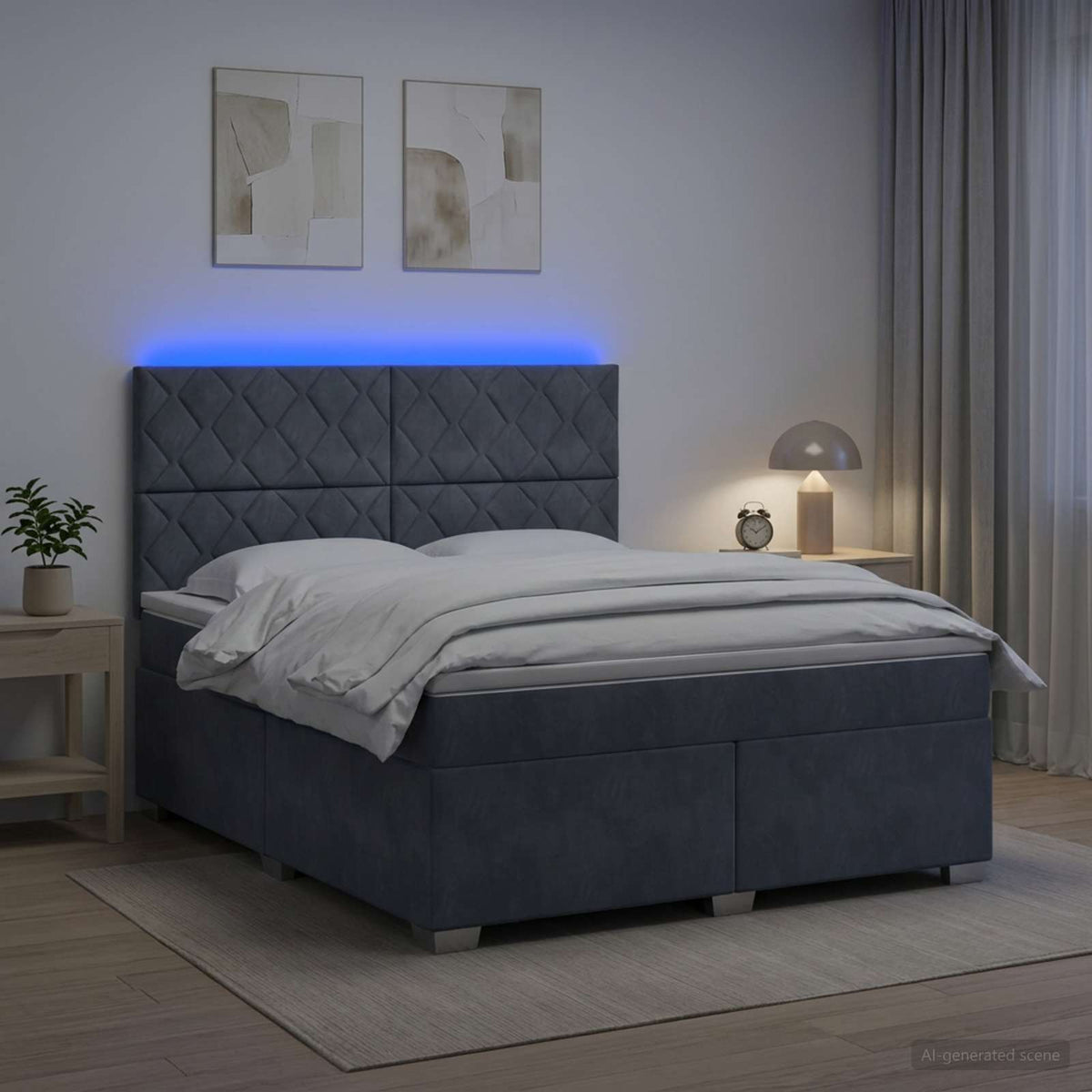 Boxspringbed met matras Donkergrijs 140 x 200 cm Fluweel is nu te koop bij PeponiXL, paradijselijk wonen!