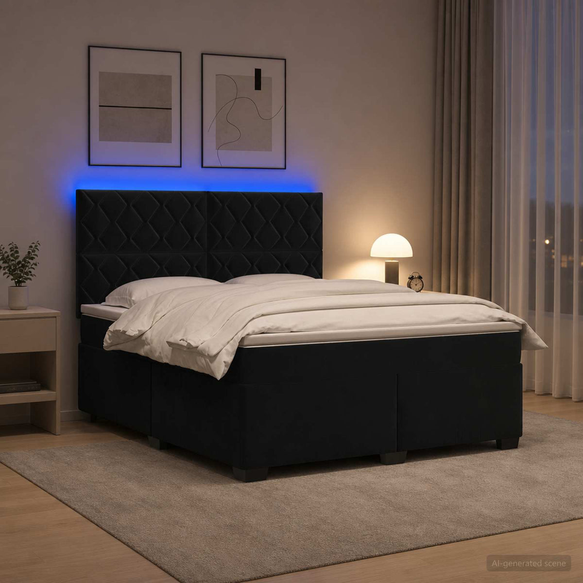 Boxspringbed met matras Zwart 180 x 200 cm Fluweel is nu te koop bij PeponiXL, paradijselijk wonen!