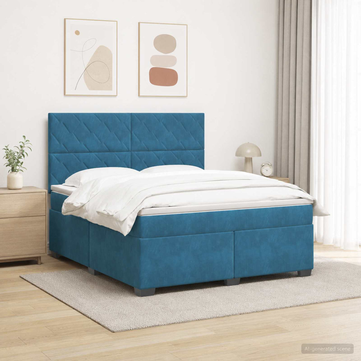 Boxspringbed met matras Blauw 140 x 200 cm Fluweel is nu te koop bij PeponiXL, paradijselijk wonen!