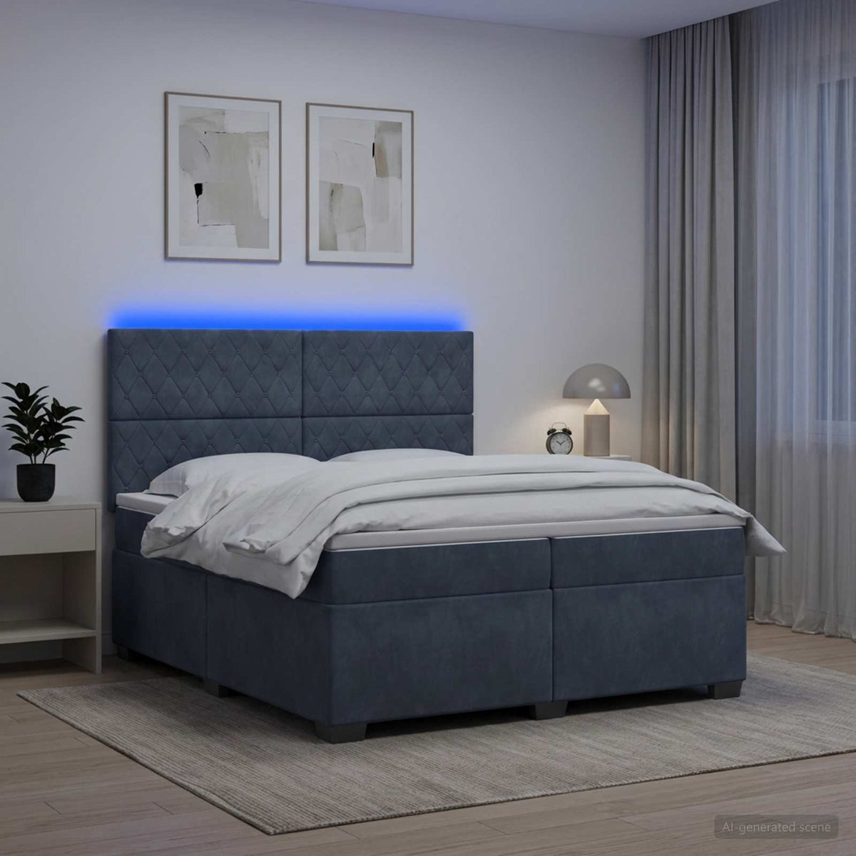 Boxspringbed met matras Donkergrijs 200 x 200 cm Fluweel is nu te koop bij PeponiXL, paradijselijk wonen!