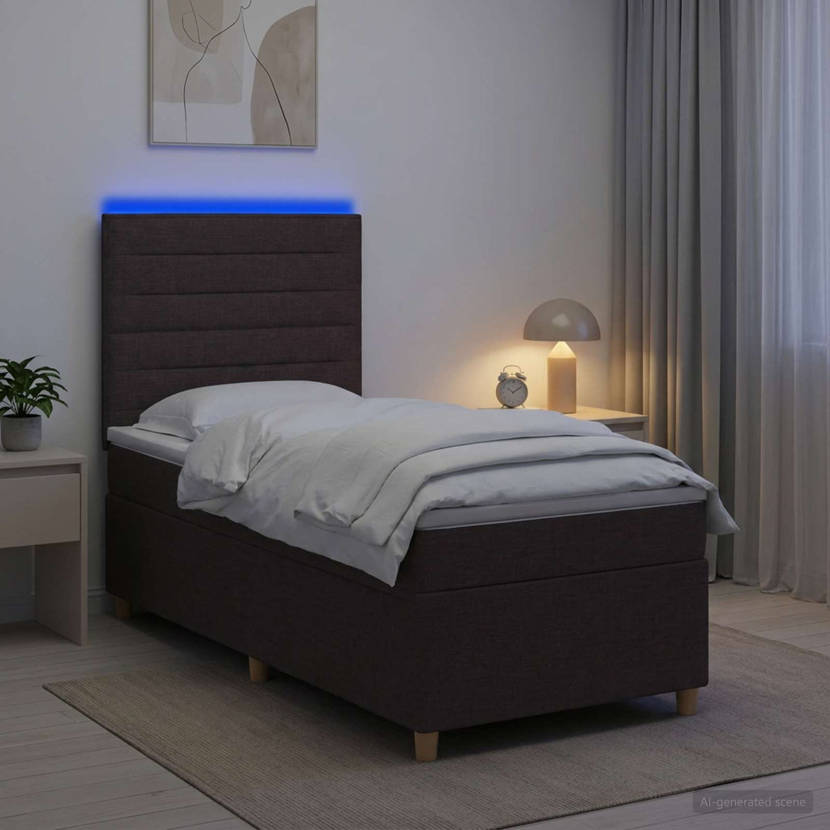 Boxspringbed met matras Donkerbruin 80 x 200 cm Stof is nu te koop bij PeponiXL, paradijselijk wonen!