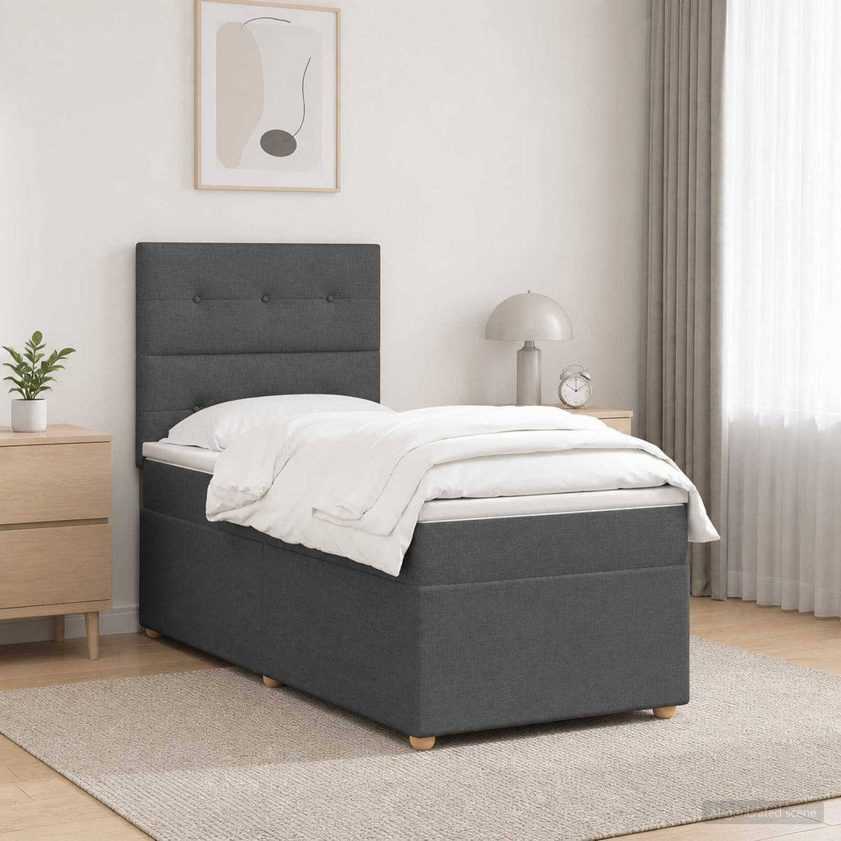 Boxspringbed met matras Donkergrijs 90 x 190 cm Stof is nu te koop bij PeponiXL, paradijselijk wonen!