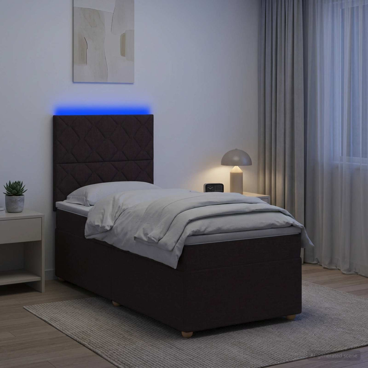 Boxspringbed met matras Donkerbruin 90 x 200 cm Stof is nu te koop bij PeponiXL, paradijselijk wonen!