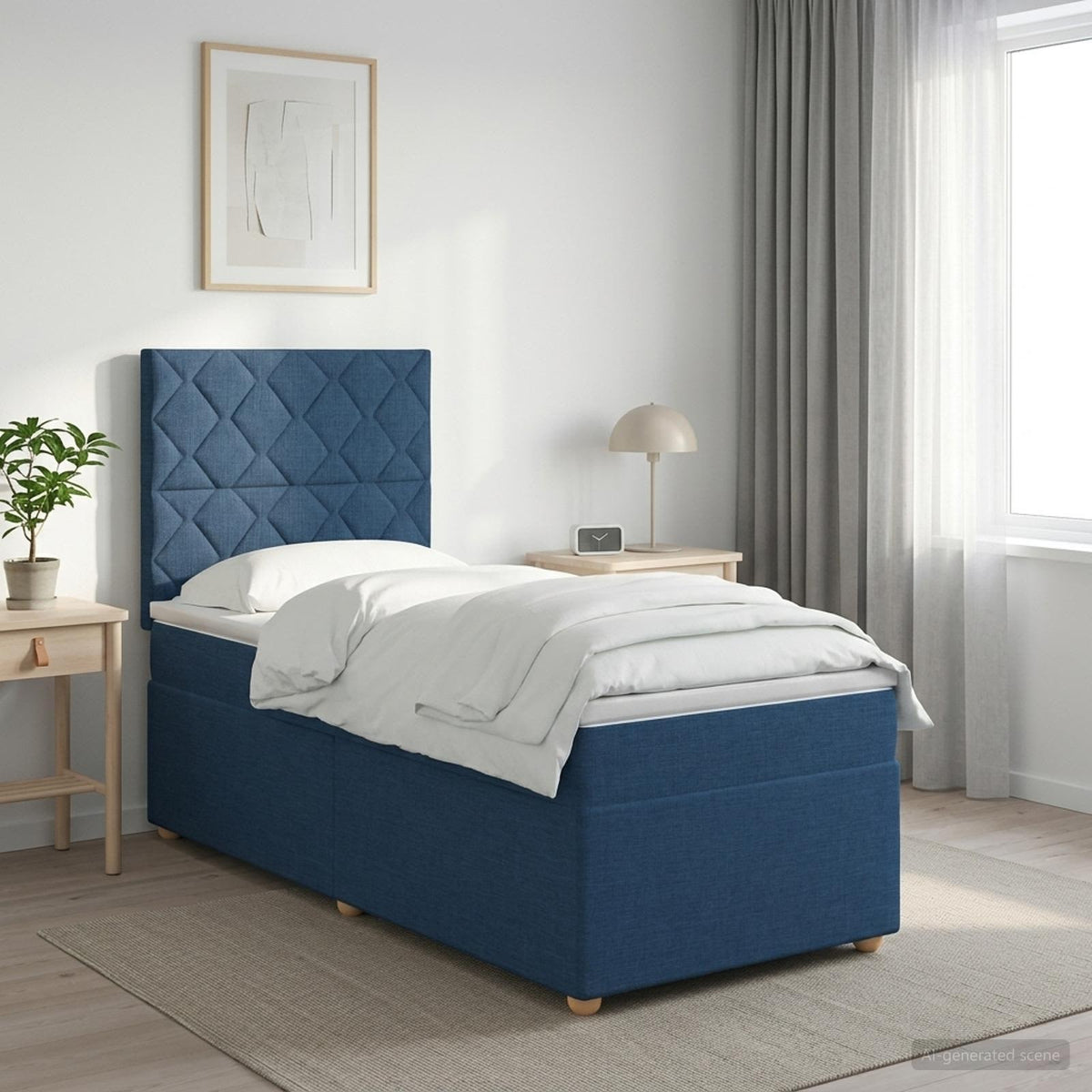 vidaXL Boxspringbed met matras met hoofdeinde Blauw 80 x 200 cm Stof